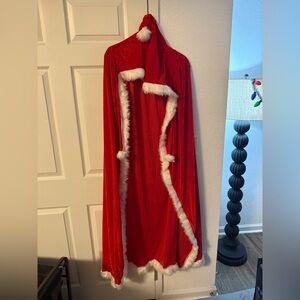 Chic Red Cape with Faux Fur Trim & Hood
